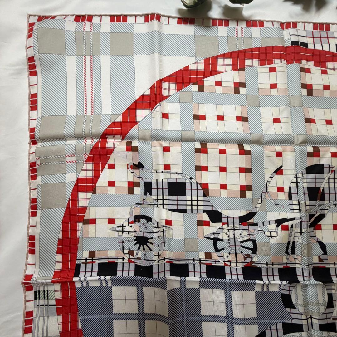 エルメス　カレ90 エクスリブリス・チェック