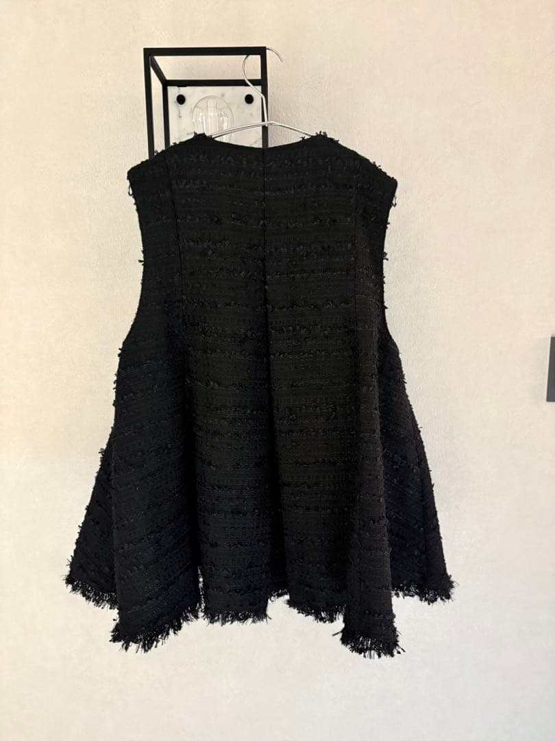 CADUNE 川上桃子さんコラボ フレアジレ ツイード 黒 38 オケージョン