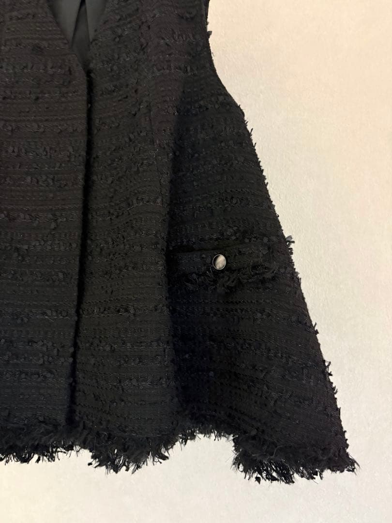 CADUNE 川上桃子さんコラボ フレアジレ ツイード 黒 38 オケージョン