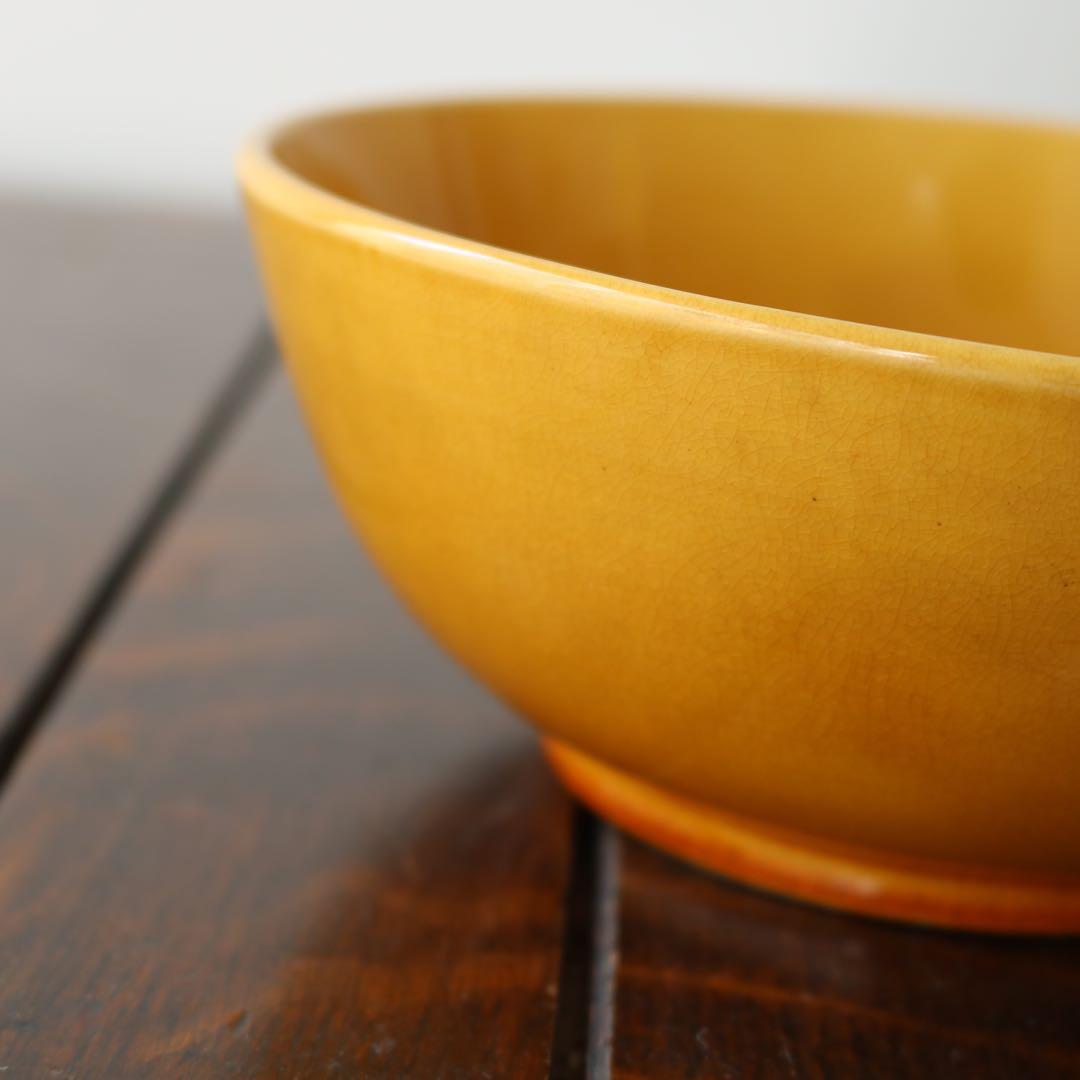 淡路珉平焼　山吹色　 黄釉　深鉢　1点（骨董古美術古伊万里茶道具菓子器