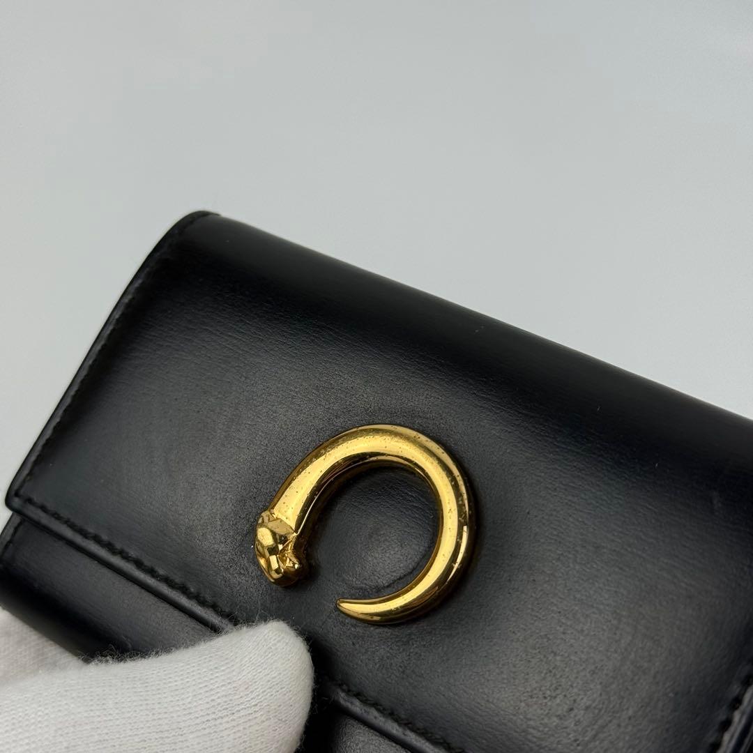 Cartier パンテール 6連キーケース レザー ゴールドロゴ ブラック