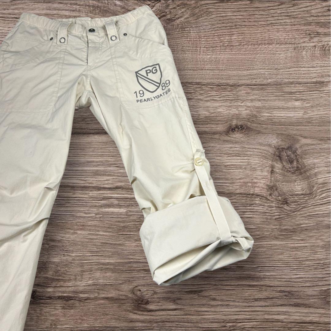 パーリーゲイツ 3WAY 裾ドローコード ゴルフパンツ ベージュ サイズ2 春色