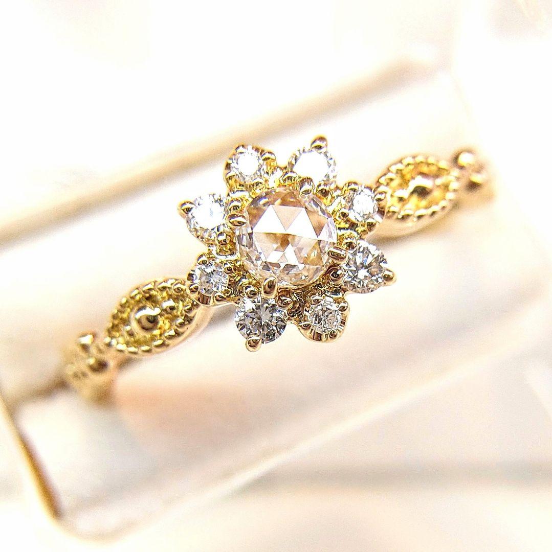 yukoローズカット ダイヤモンド✨リング K18 18金 新品仕上げ済み