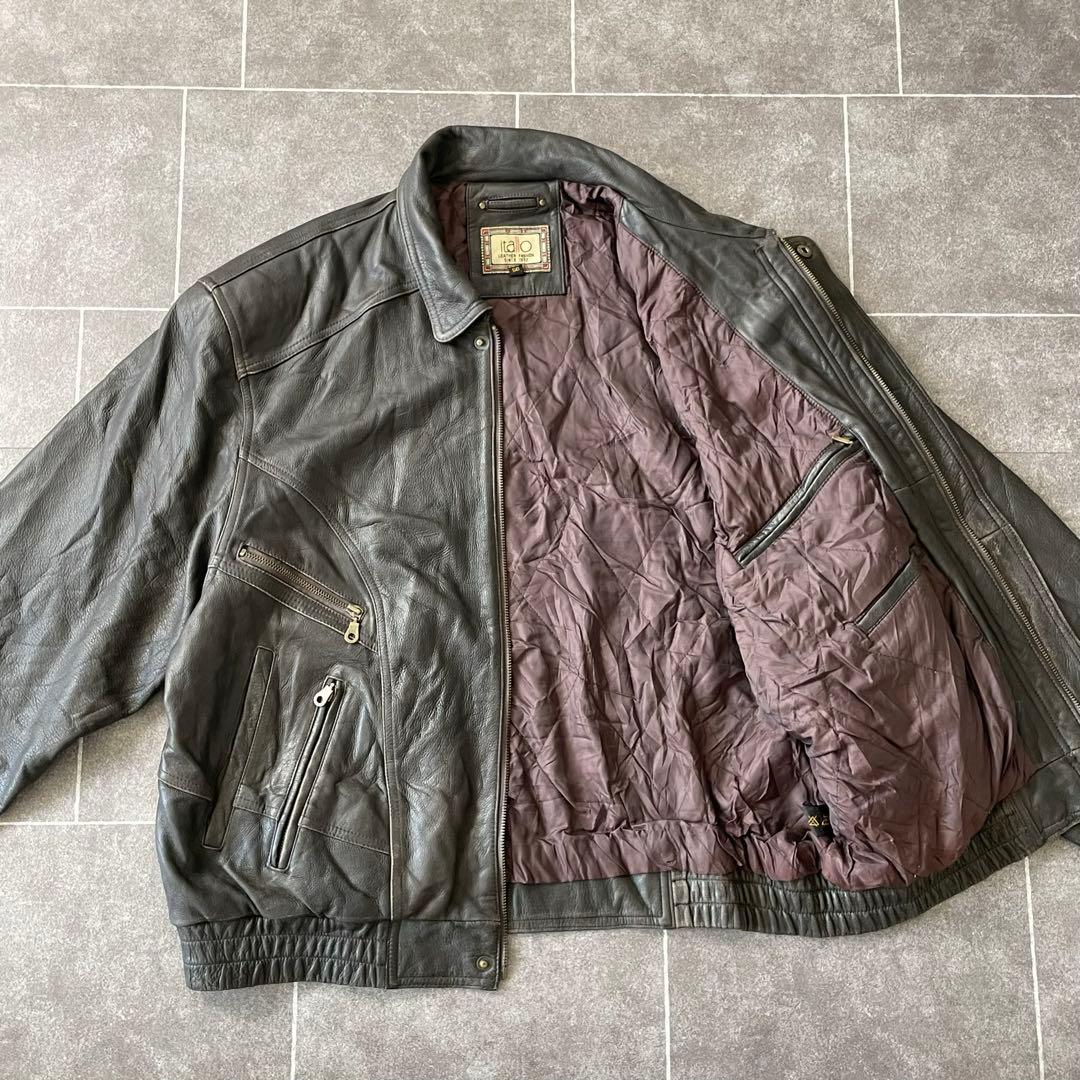 90s vintage 本革 レザーフライトジャケット 濃茶 56 ヴィンテージ