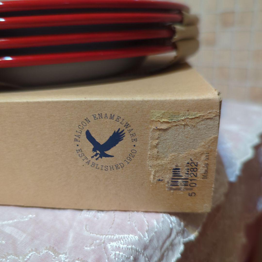 Falcon ホーロー製キャンプ皿 直径24cm・4枚セット・未使用品・元箱入