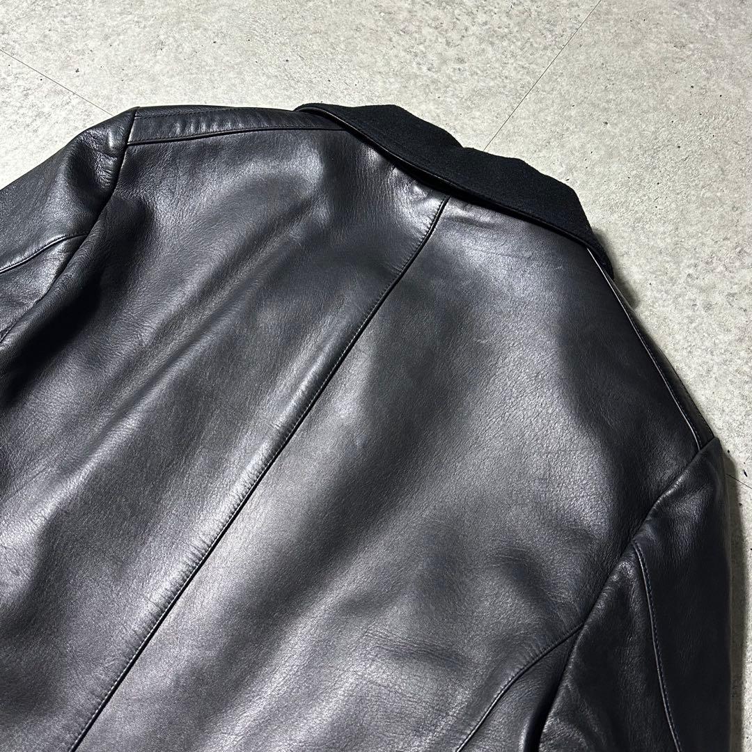 V*e様 希少 美品 EMPORIO ARMANI 羊革 ロングコート黒 レザー