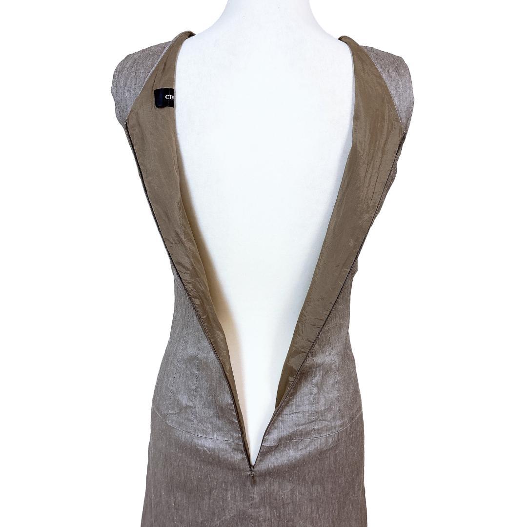 【美品】チヴィディーニ リネン ノースリーブワンピース イタリア製 44 無地