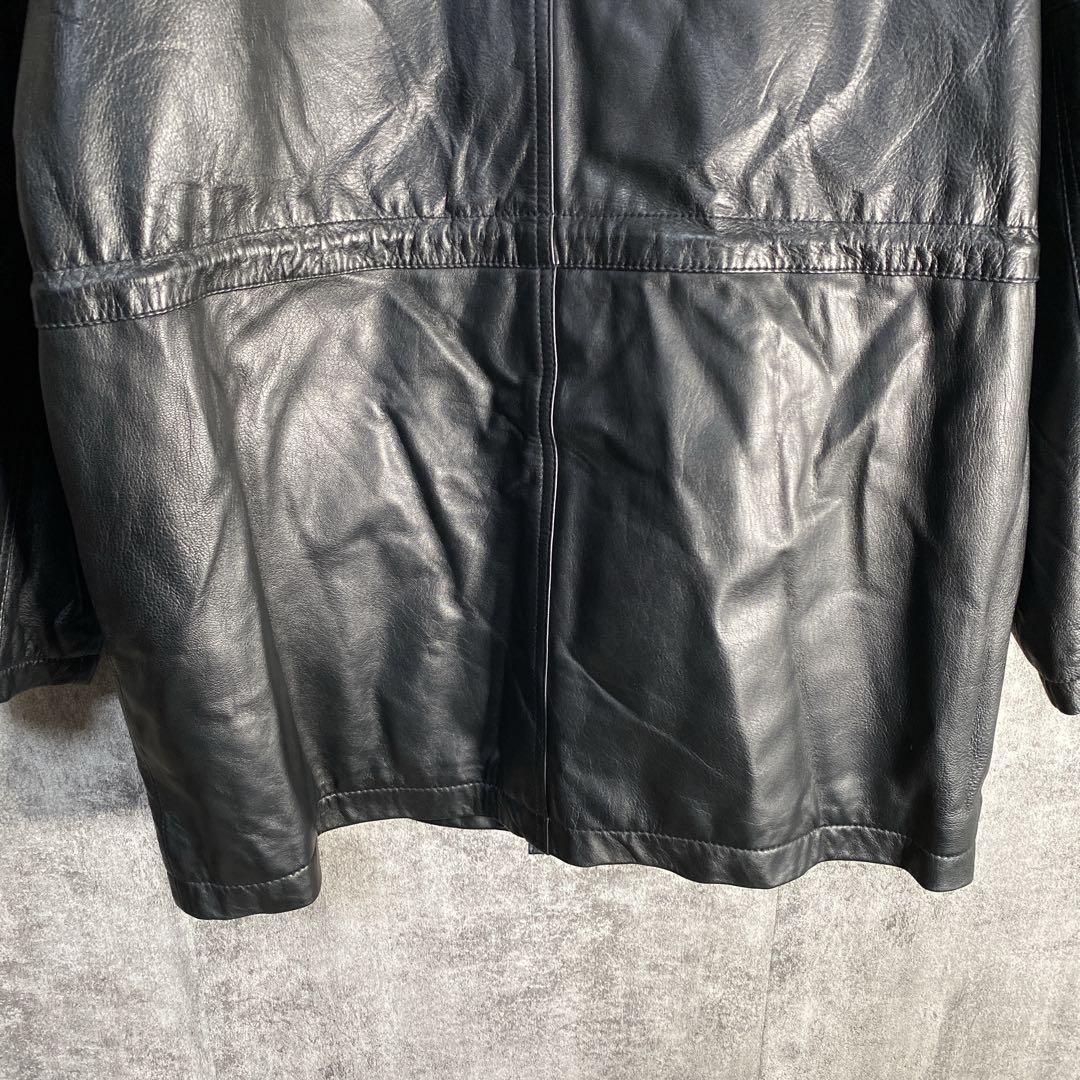 DURANTE ラムレザー ハーフコート ブラック S 本革 羊革 カーコート