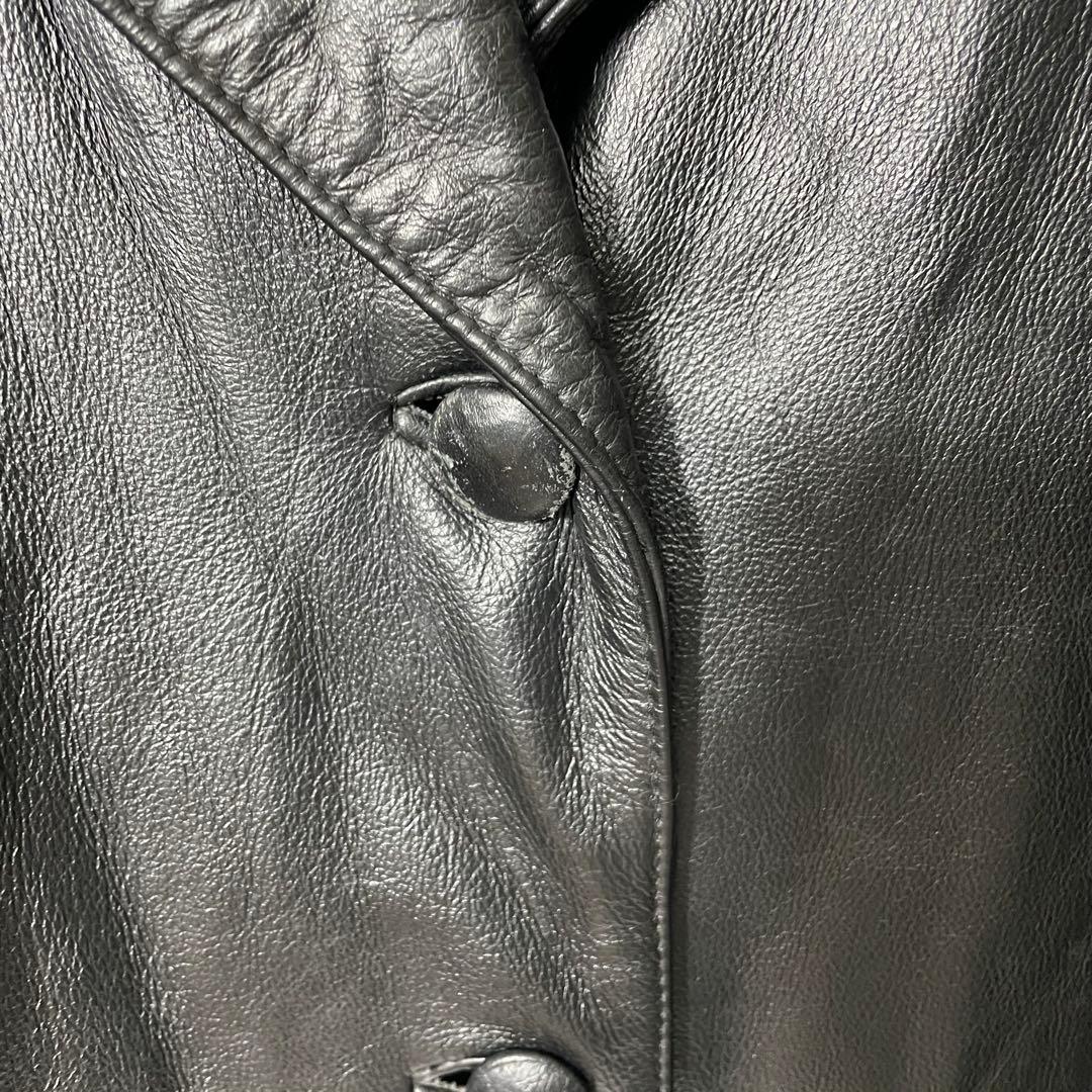 【希少ビンテージ】オールレザーコート ロング丈 本革 ブラック モード