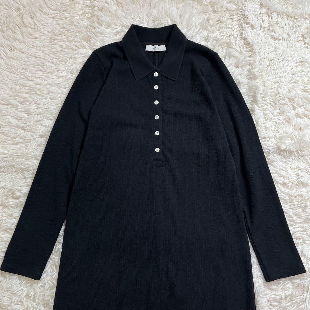 AER adam et rope ポロシャツワンピース ブラック ロング