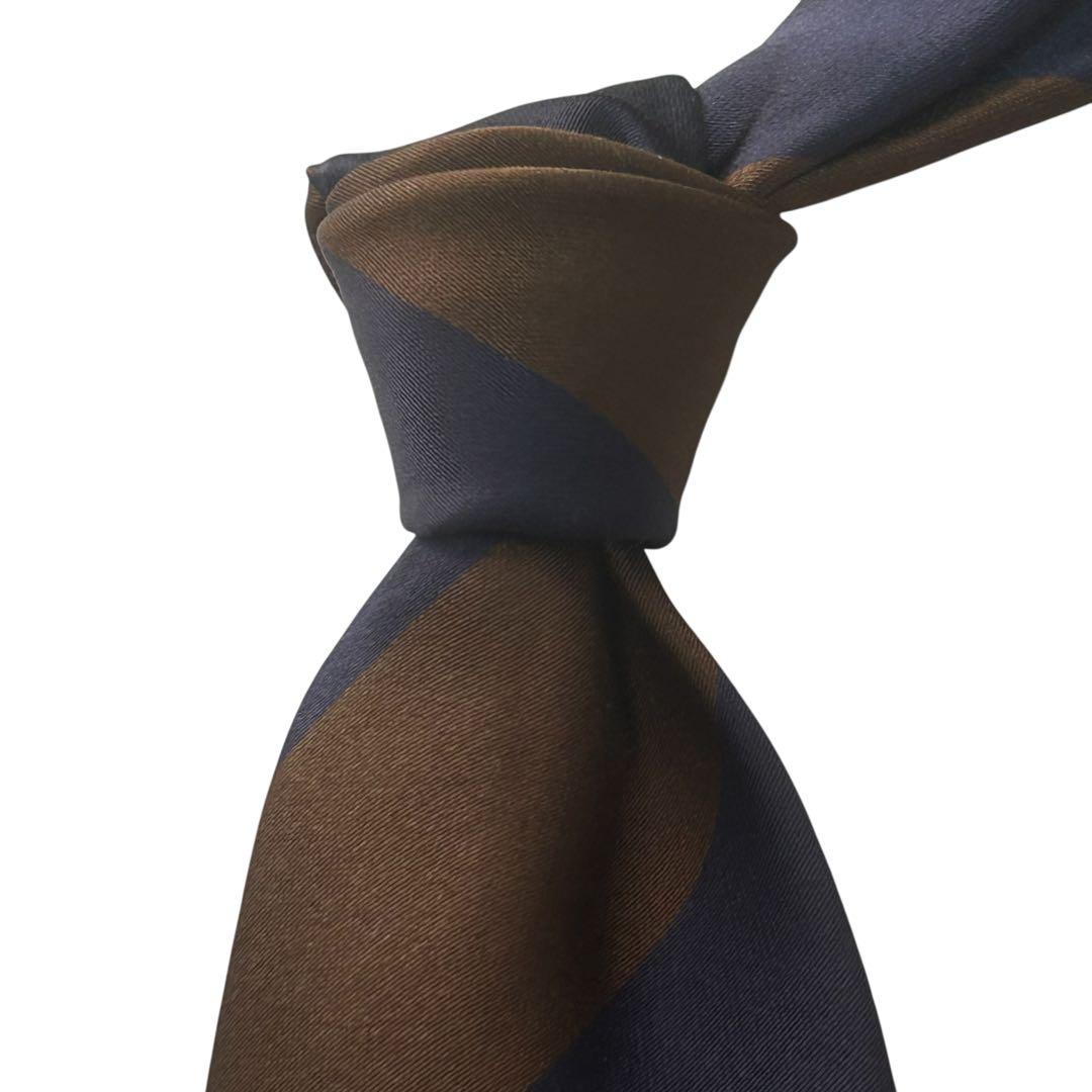 極美品 トゥモローランド 限定モデルストライプタイ ブラウン×ネイビー