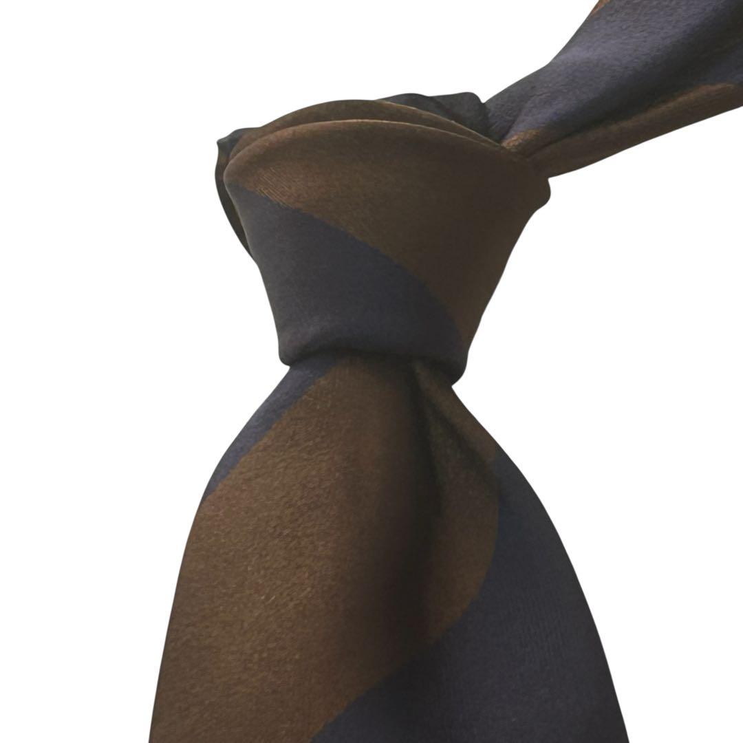 極美品 トゥモローランド 限定モデルストライプタイ ブラウン×ネイビー