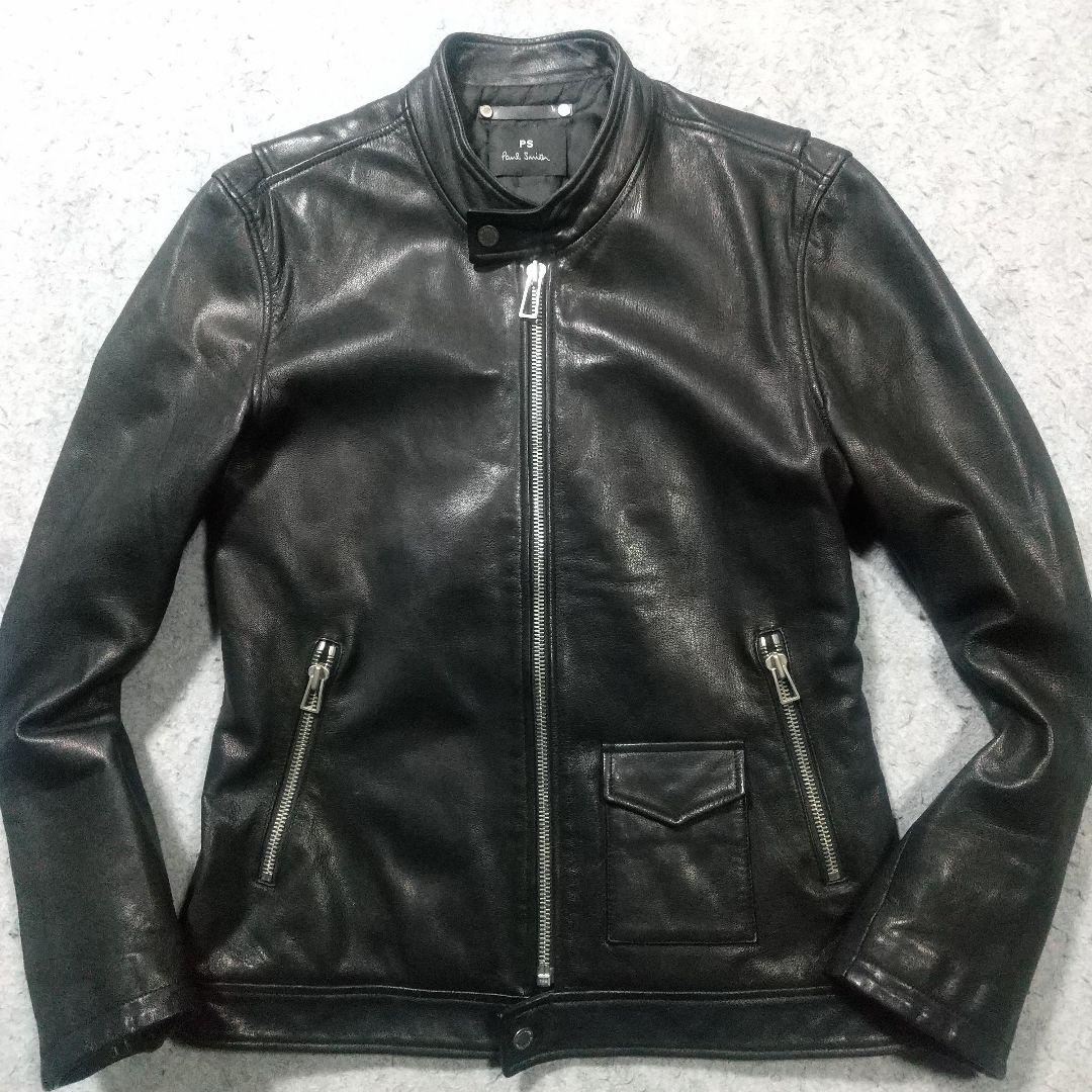 美品 希少 XL ポールスミス ライダース レザージャケット ブルゾン 革ジャン