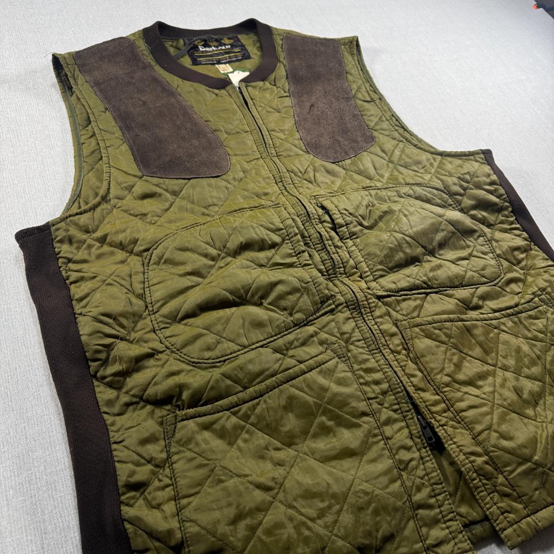 90s Barbour バブアー キルティングベスト オリーブ イングランド製