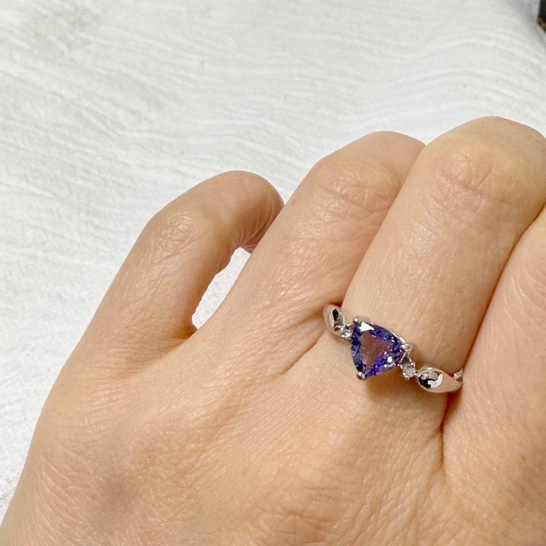 霙*読様 天然ゾイサイト タンザナイト ダイヤモンド リング 9K 375刻印