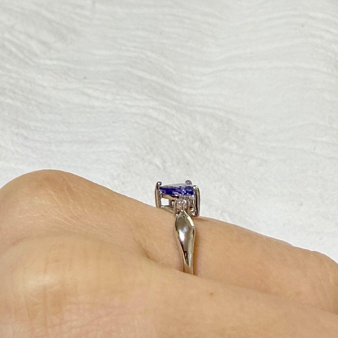 霙*読様 天然ゾイサイト タンザナイト ダイヤモンド リング 9K 375刻印