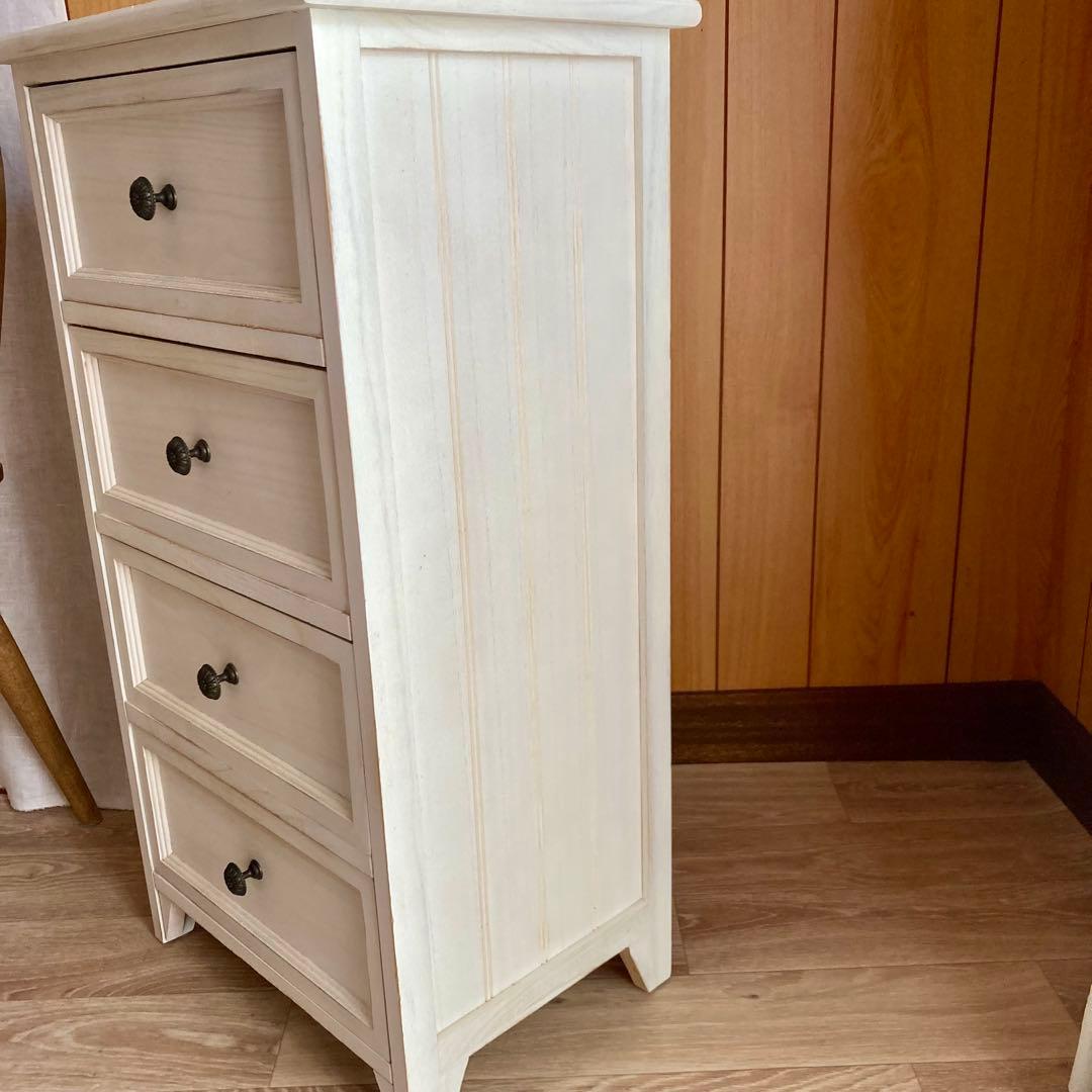 アンティーク風4段チェストホワイトシャビーコンパクトチェスト ニトリ　幅41cm