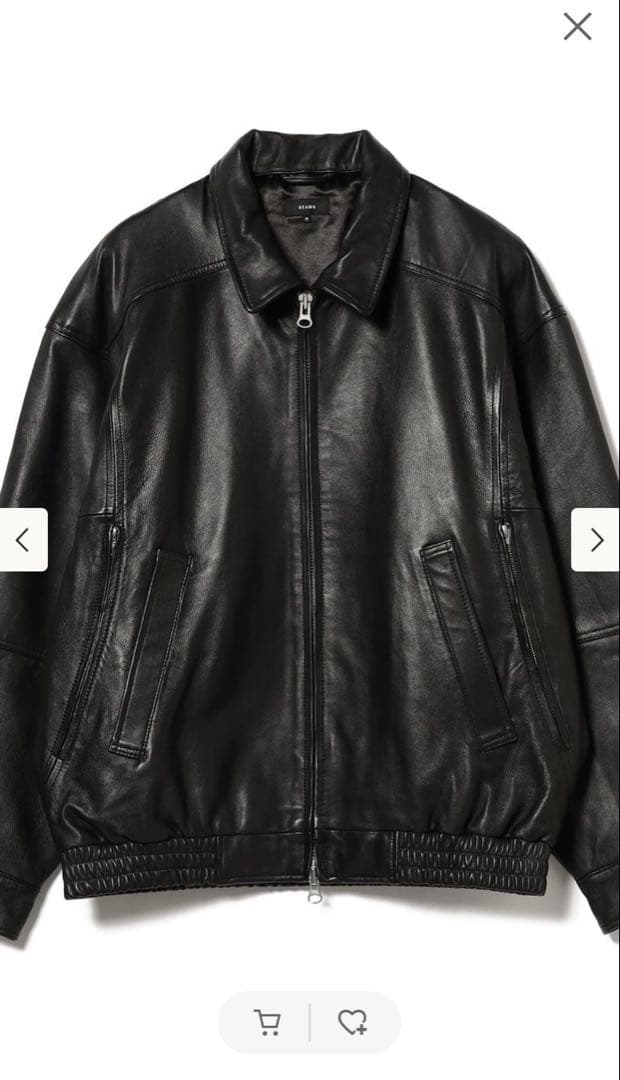 [Beams]ワイドフィット 4ポケット レザー ブルゾン