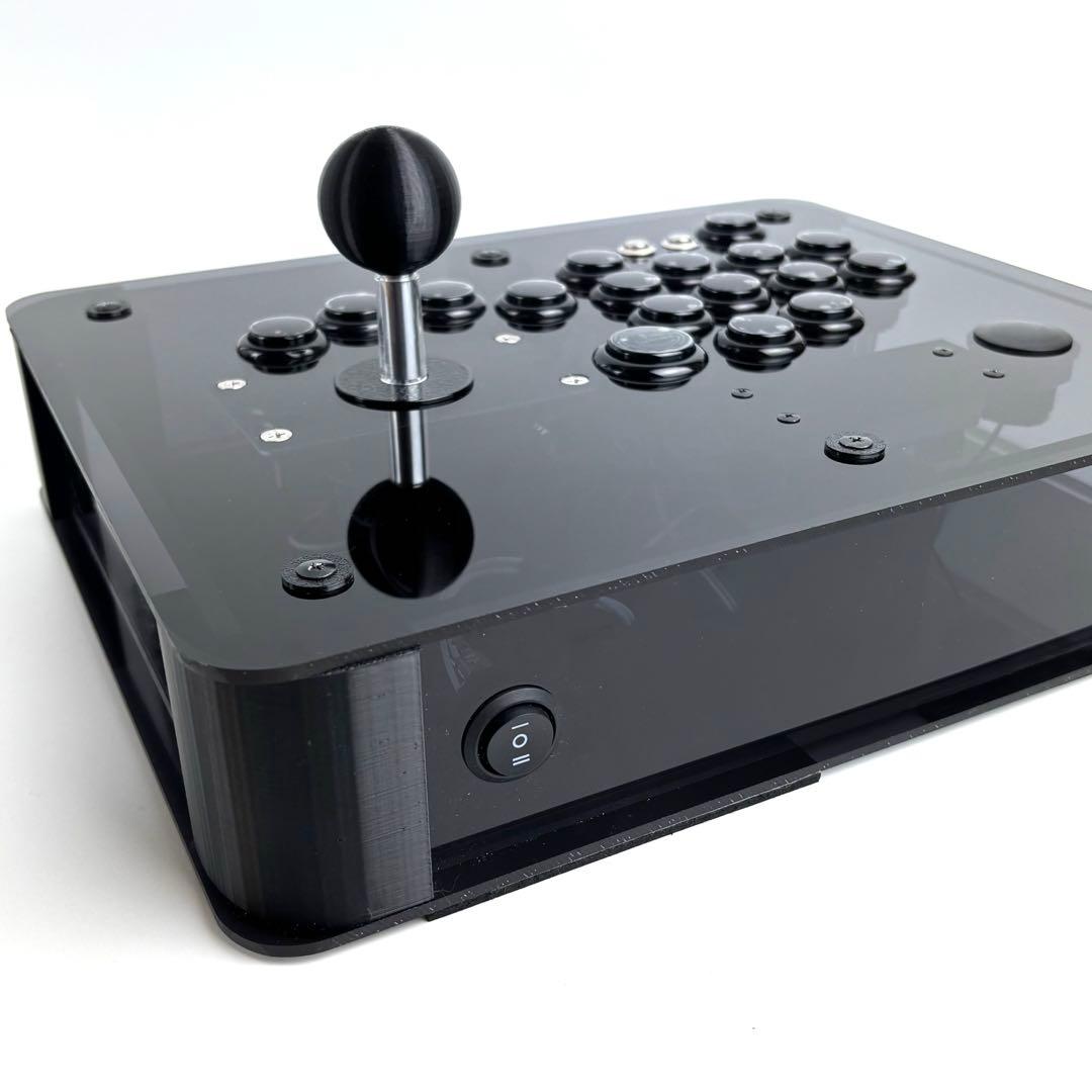 【着脱式レバー搭載】 アケコン＋レバーレス アクリルケース ブラック