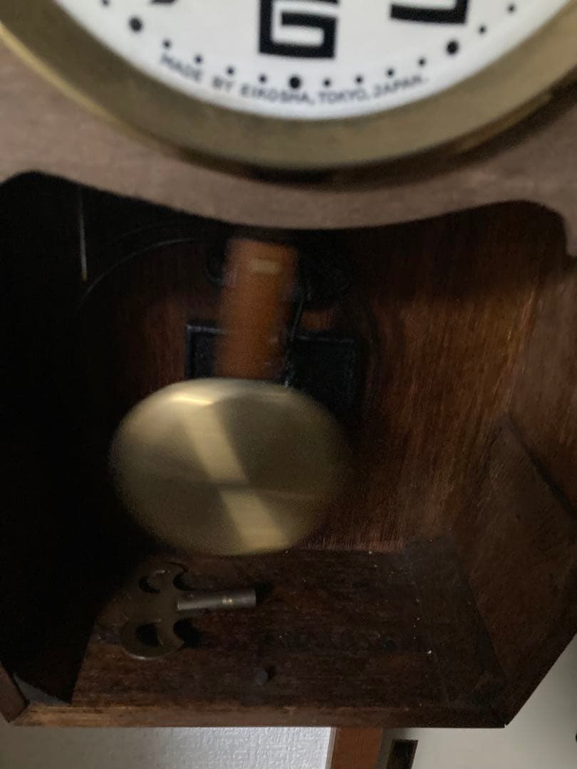 アンティーク昭和レトロ 英工舎 柱時計 給油・調整済