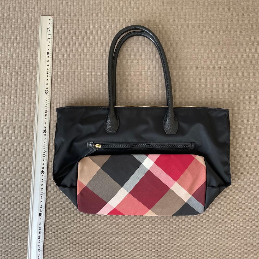 美品 ブルーレーベル トート バッグ ブラック バーバリー ミニ チェック柄