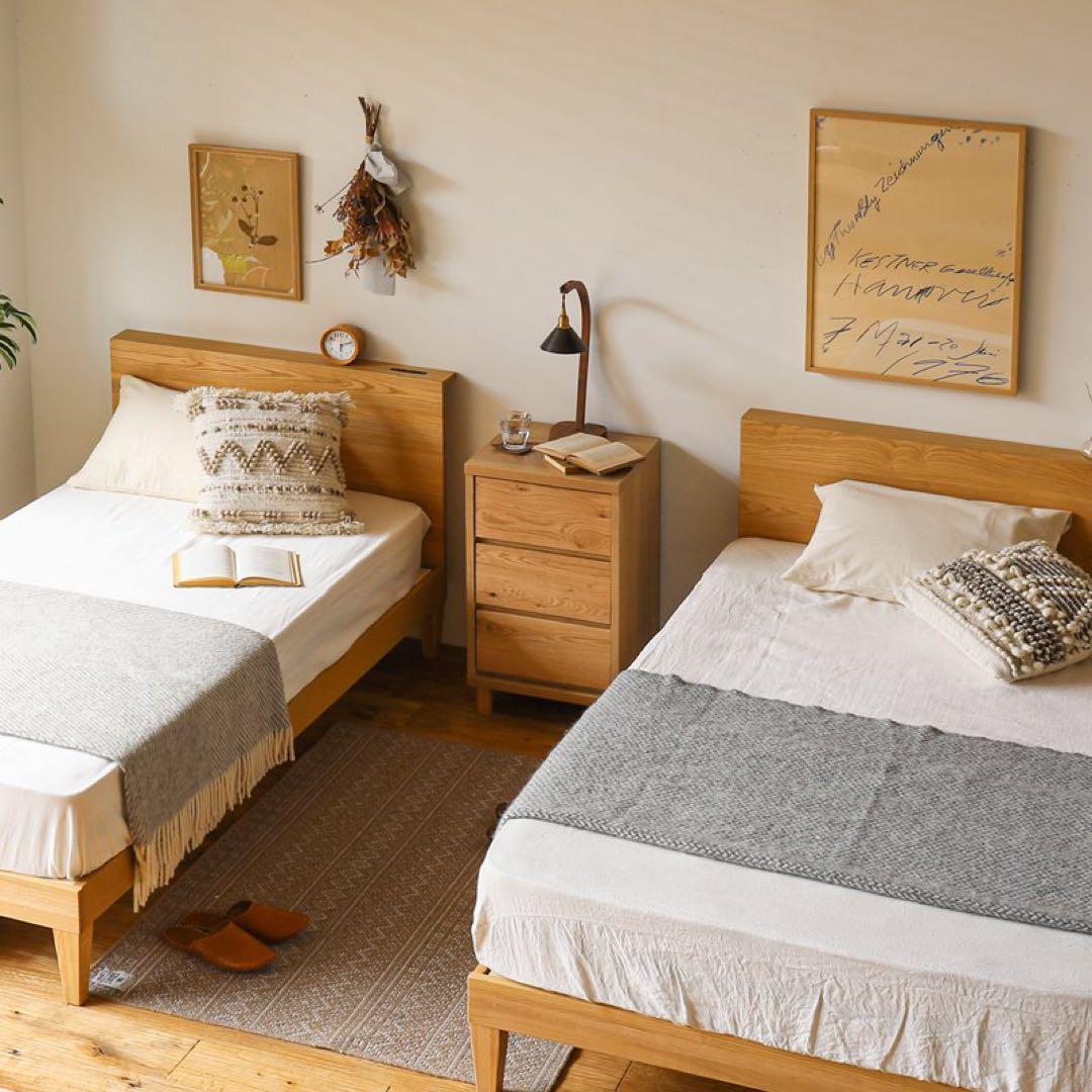 リセノ② ナイトテーブル 収納棚 サイドボード シェルフ ラック 木製 オーク