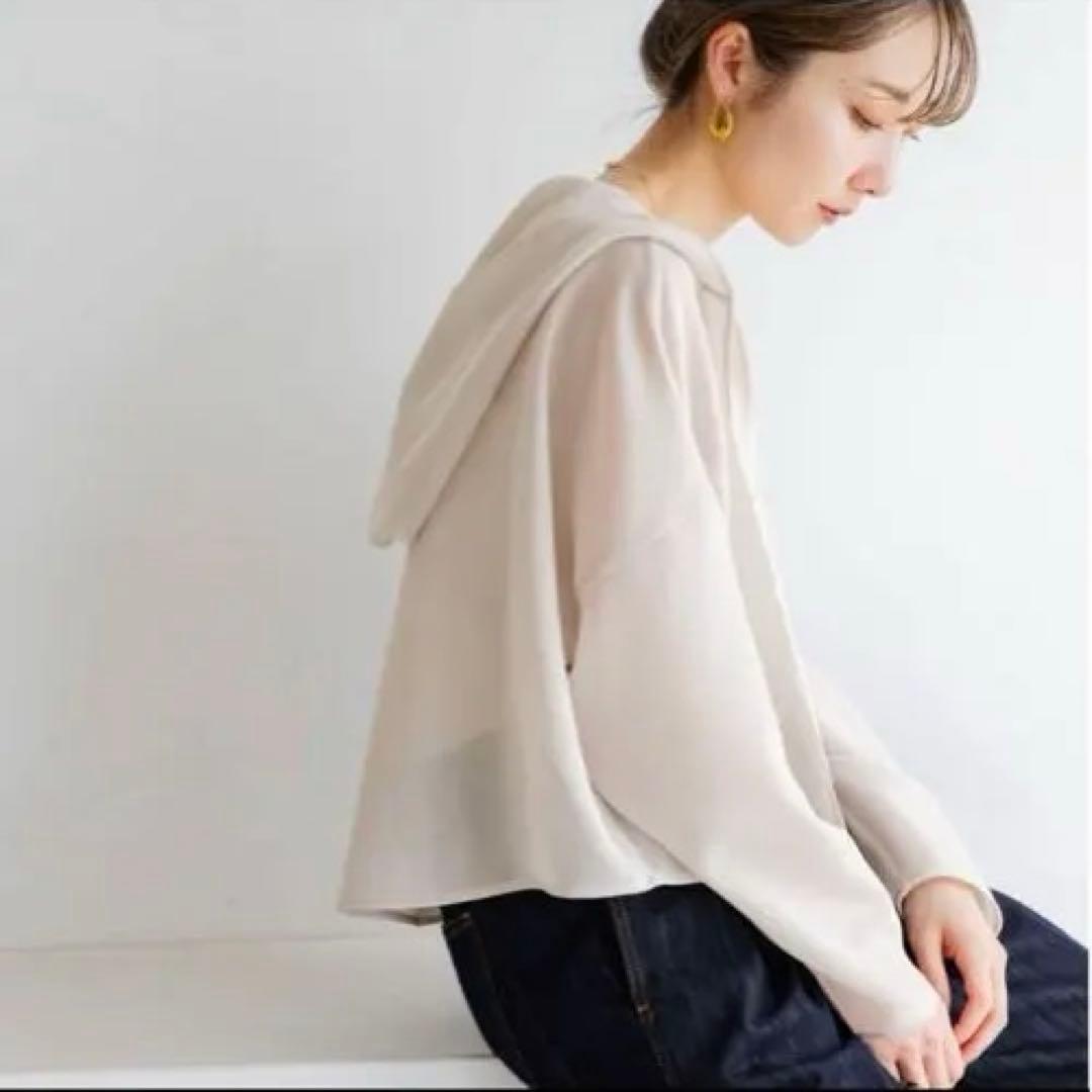 【新品】NOBLE⭐︎ 今季完売　ブリーズメッシュショートフードブラウス