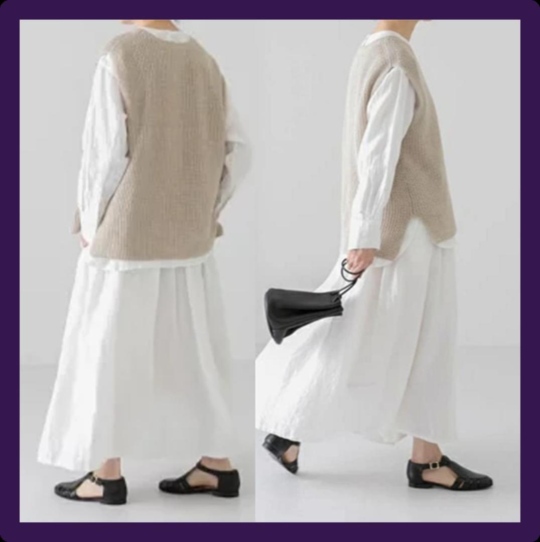 ★送料無料★洗える✨kagure かぐれ　リネン コットン ざっくりニットベスト