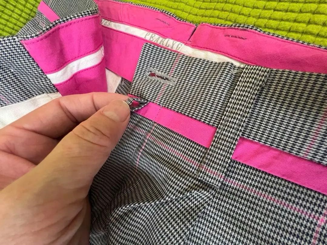 【中古】パーリーゲイツパンツ★メンズMサイズ•カレー✖️ピンク