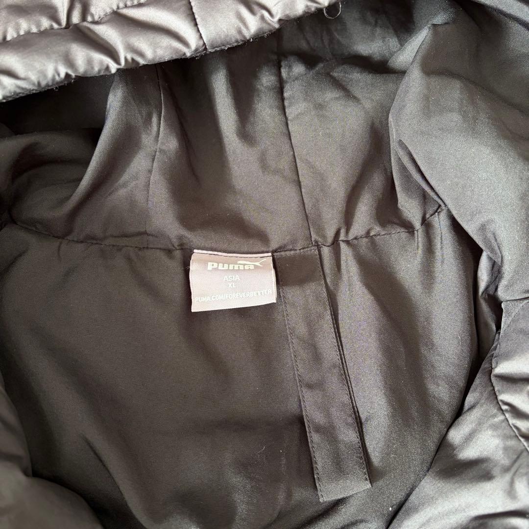 PUMA 中綿撥水ロゴロングパデッドベンチコート XL 防寒 黒 プーマ