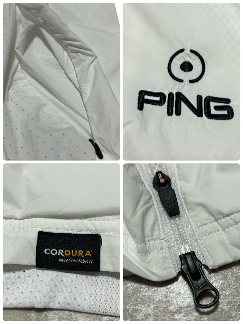 新品 PING コーデュラフルジップベスト L ホワイト パンチングロゴ