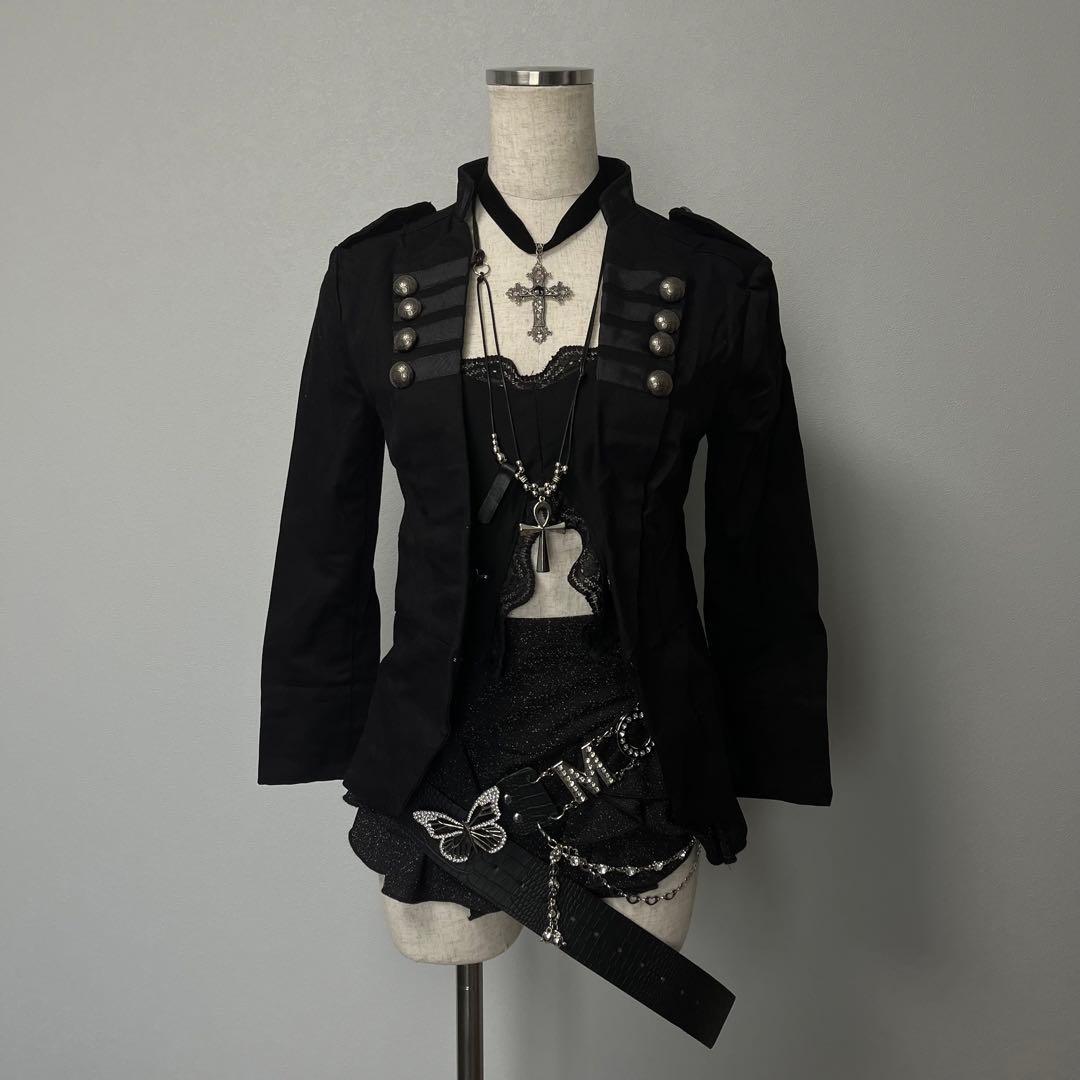 ナポレオン ジャケット 海外ガール ダークコア y2k 退廃的 軍服風
