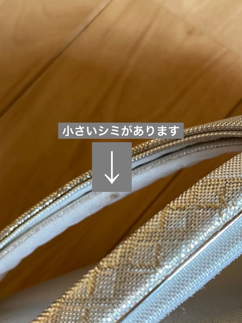 《美品》織生地草履•バッグセット フォーマル（銀色）