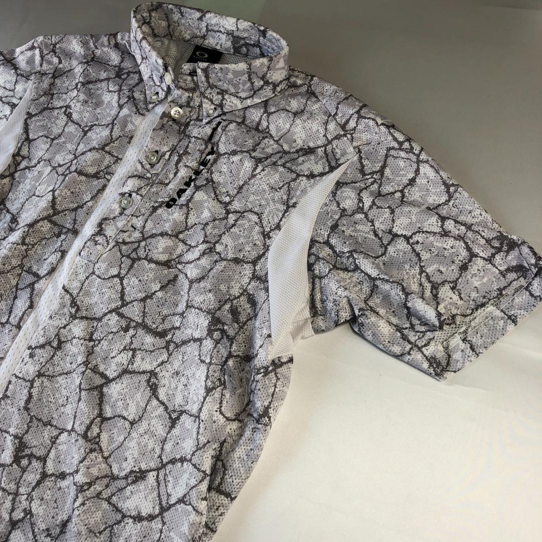 未使用級　オークリー　XL　半袖　ポロシャツ　クラックパターン　ボタンダウン