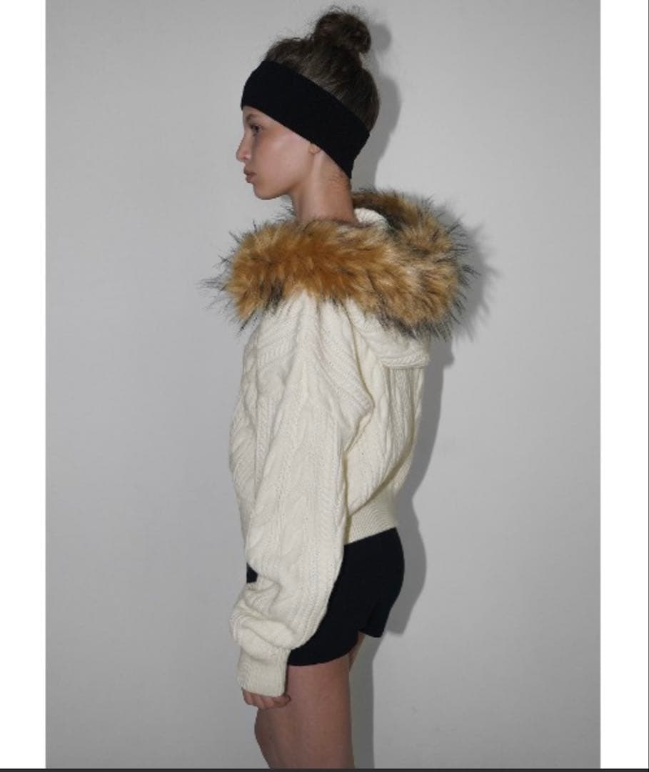 BLACKUP ニットパーカー ファー ダダウールニットパーカージップアップ