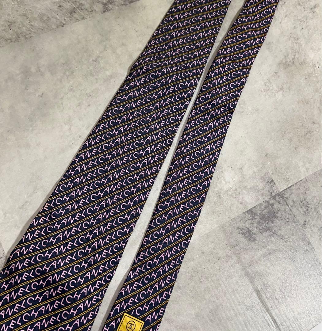 CHANEL ネクタイ ブランドロゴ 総柄 レジメンタル