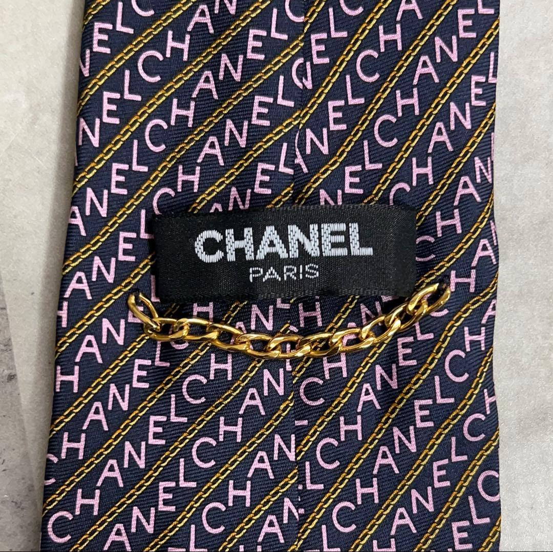 CHANEL ネクタイ ブランドロゴ 総柄 レジメンタル
