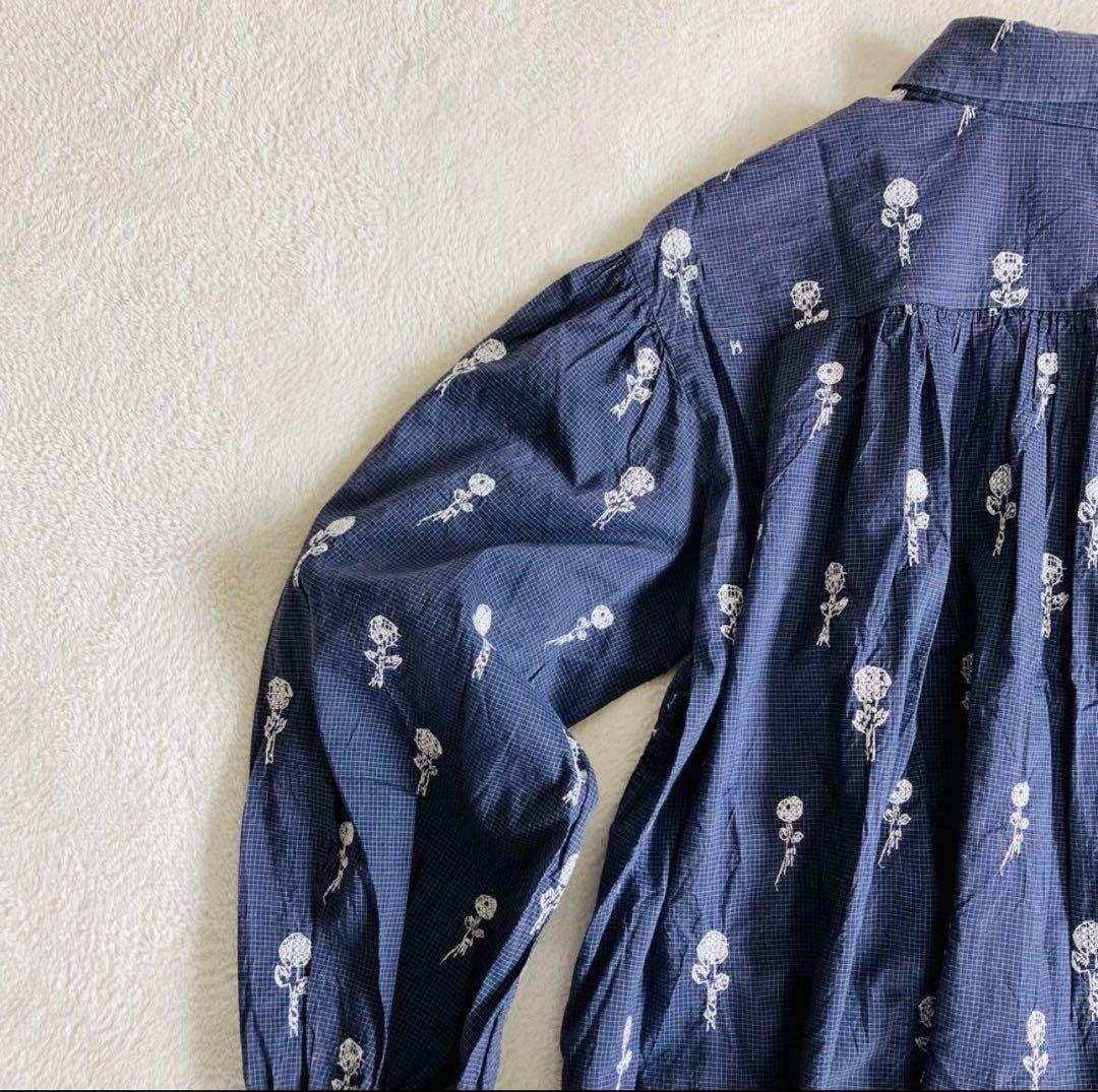 mina perhonen ミナペルホネン スカラップ 刺繍 ブラウス シルク