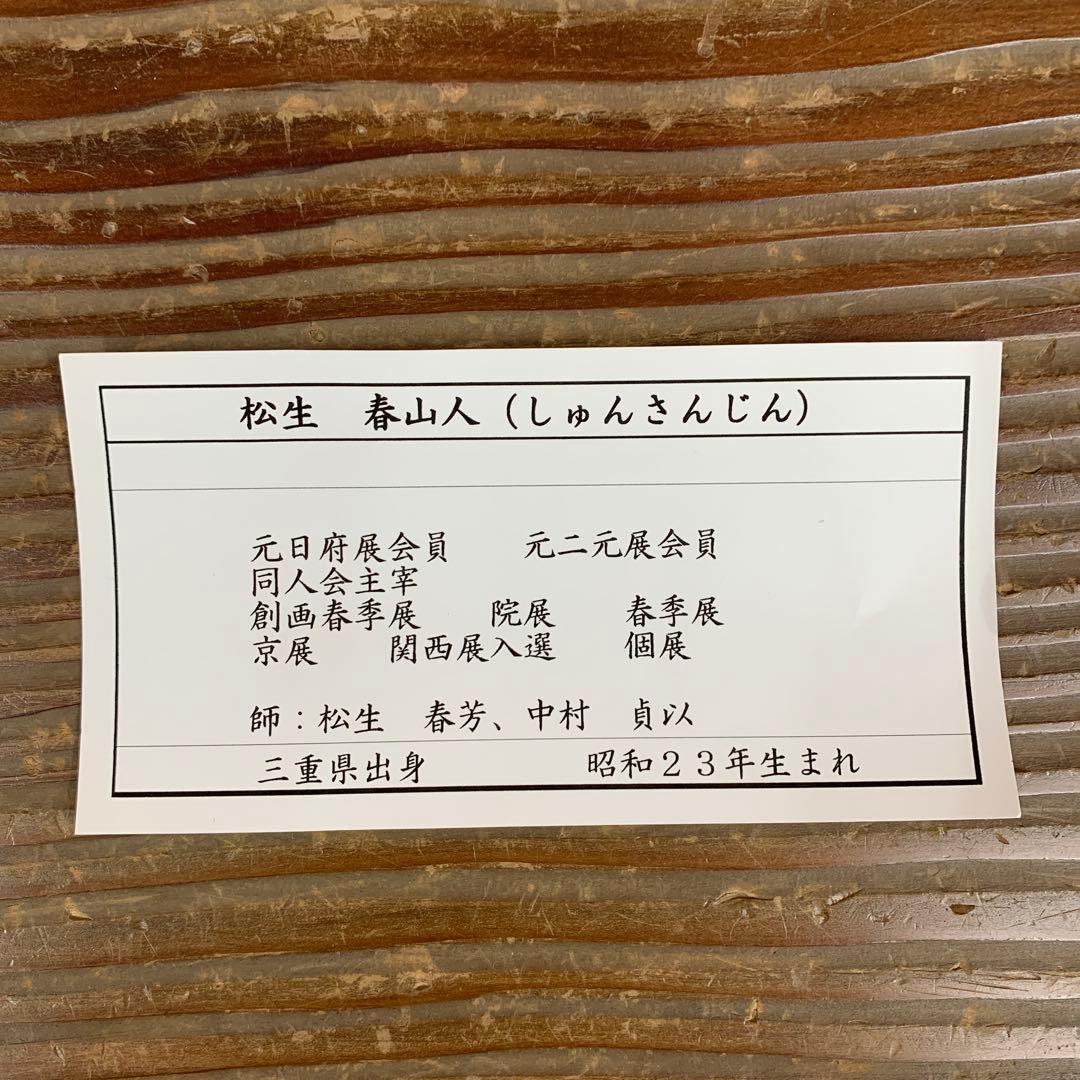 美品 掛け軸 松生春山人作 翠なす山河図 共箱 太巻き付 風景画