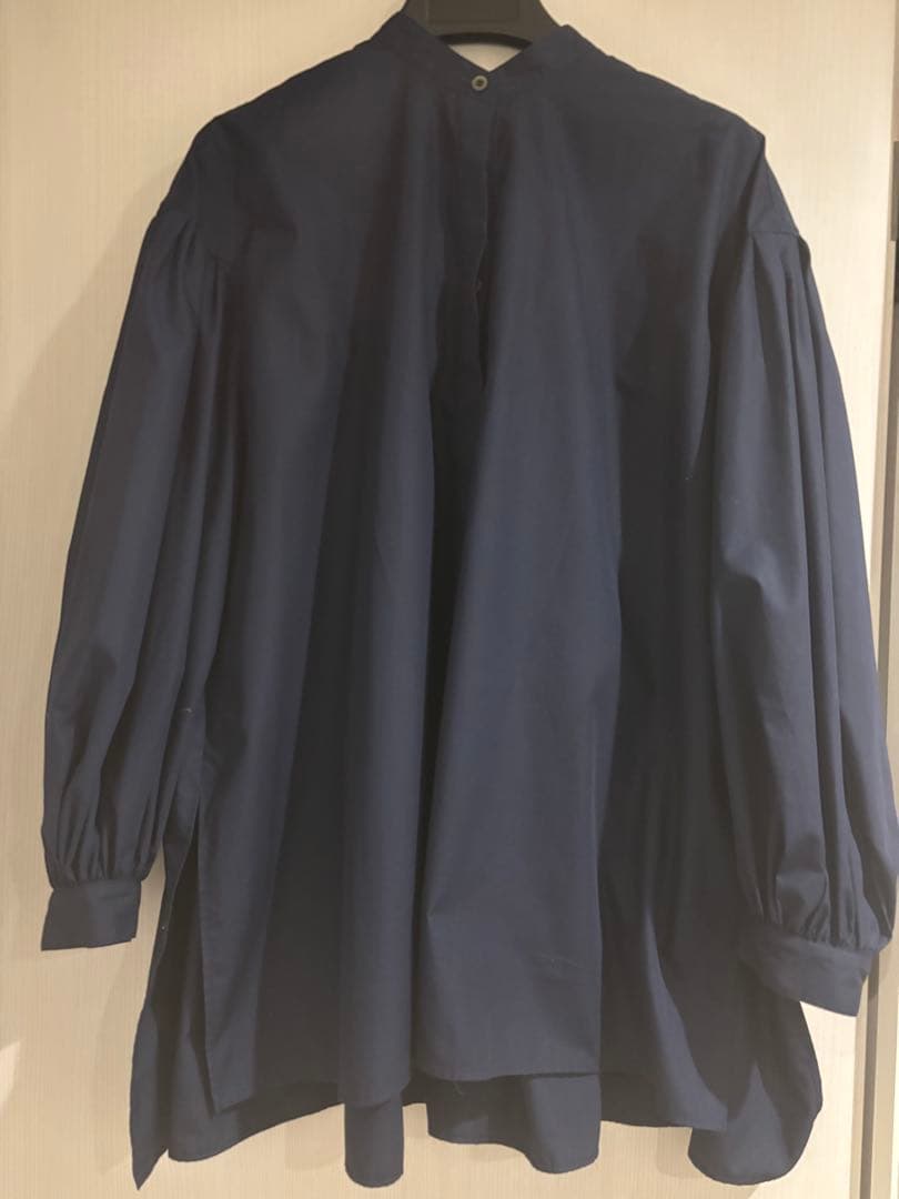 ルフィル　　タイプライターギャザーブラウスネイビー シャツ