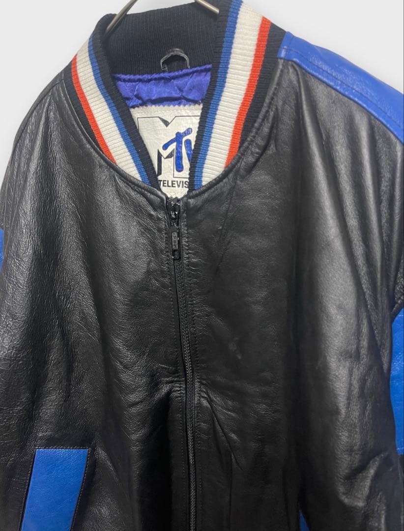 90s MTV MUSIC TELEVISION レザージャケット スタジャン