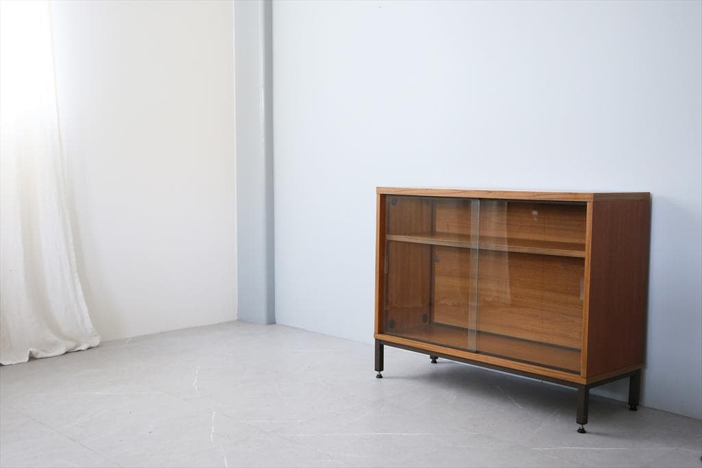 英国アンティークブックケースキャビネット/木製本棚/食器棚/飾り棚(92-279