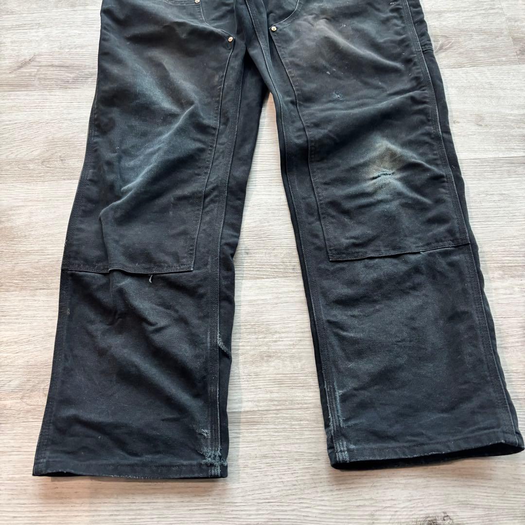 【希少USA製】カーハートダブルニー B01 フェードブラックW34相当#565