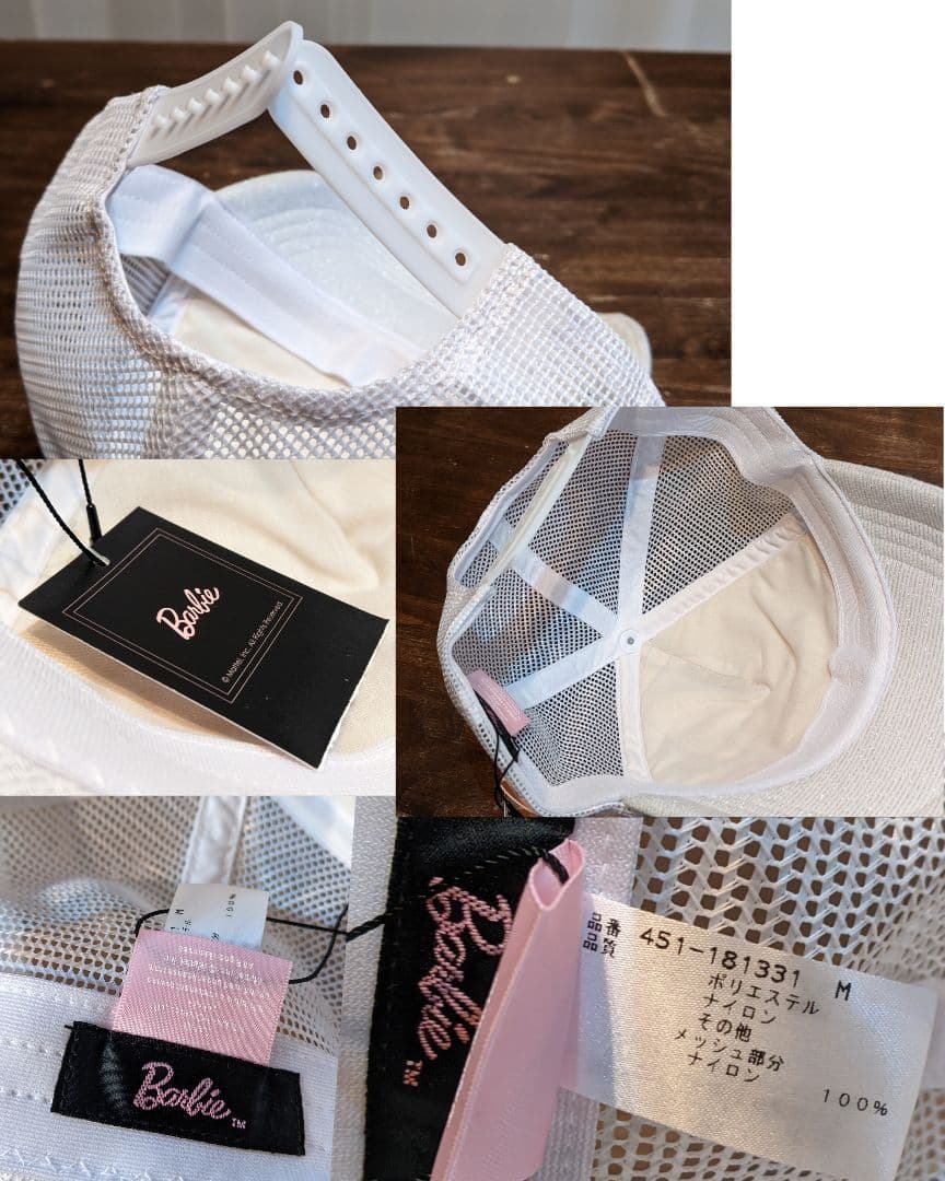 新品　バービー　ゴルフ　ラメ　光沢　メッシュ　キャップ　帽子　野球帽　白キャップ