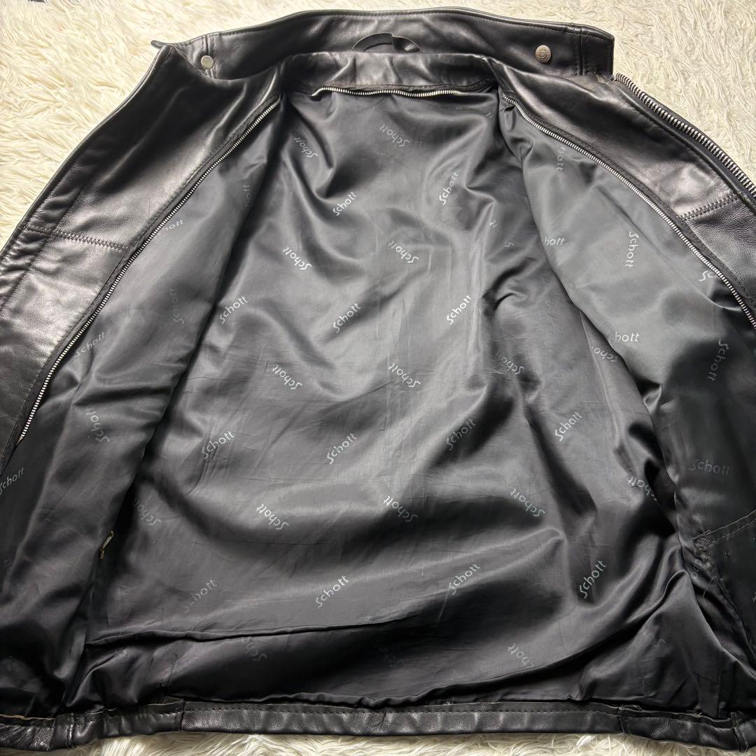 良品　Lサイズ相当　ショット　641 シングルライダースジャケット　バイカー　黒