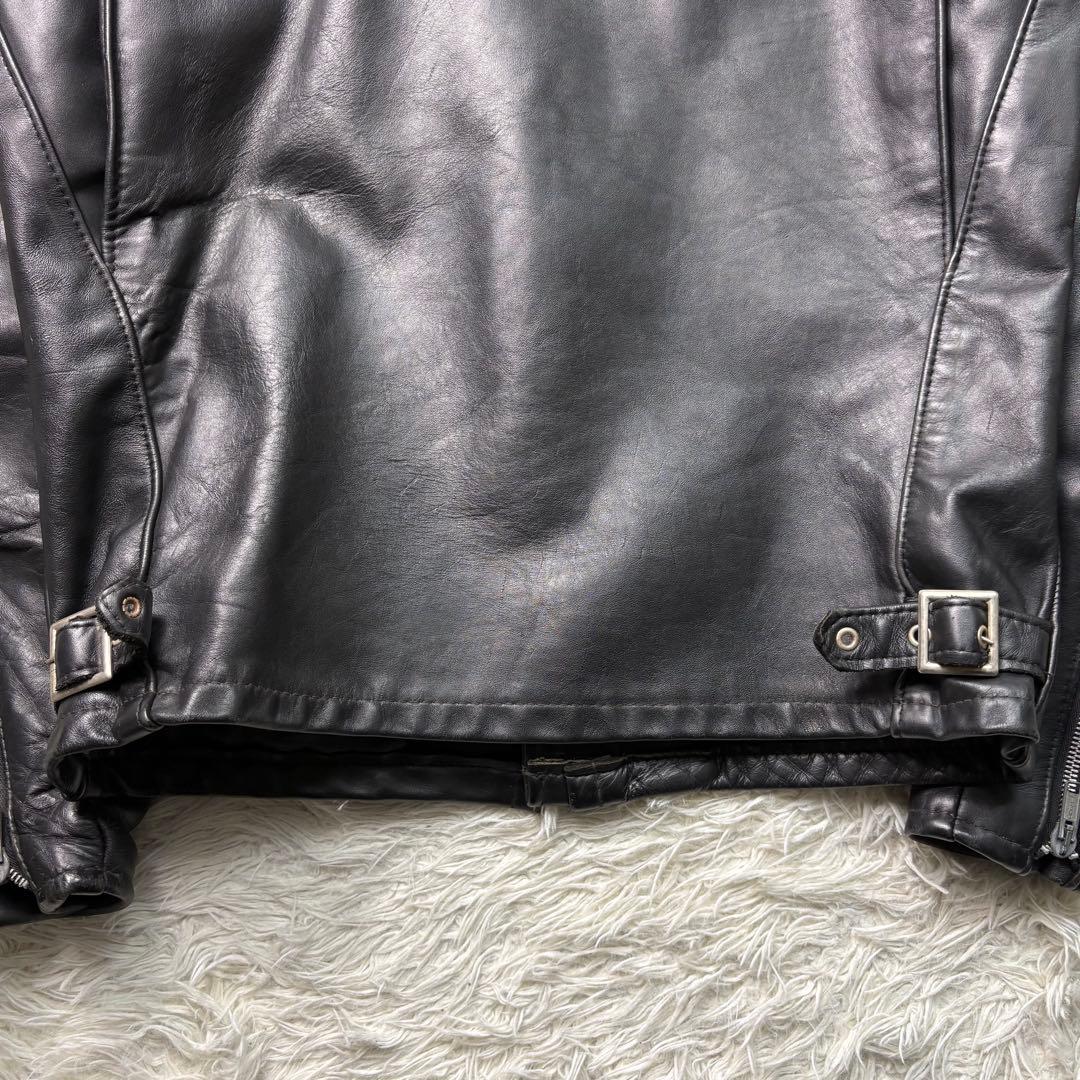 良品　Lサイズ相当　ショット　641 シングルライダースジャケット　バイカー　黒