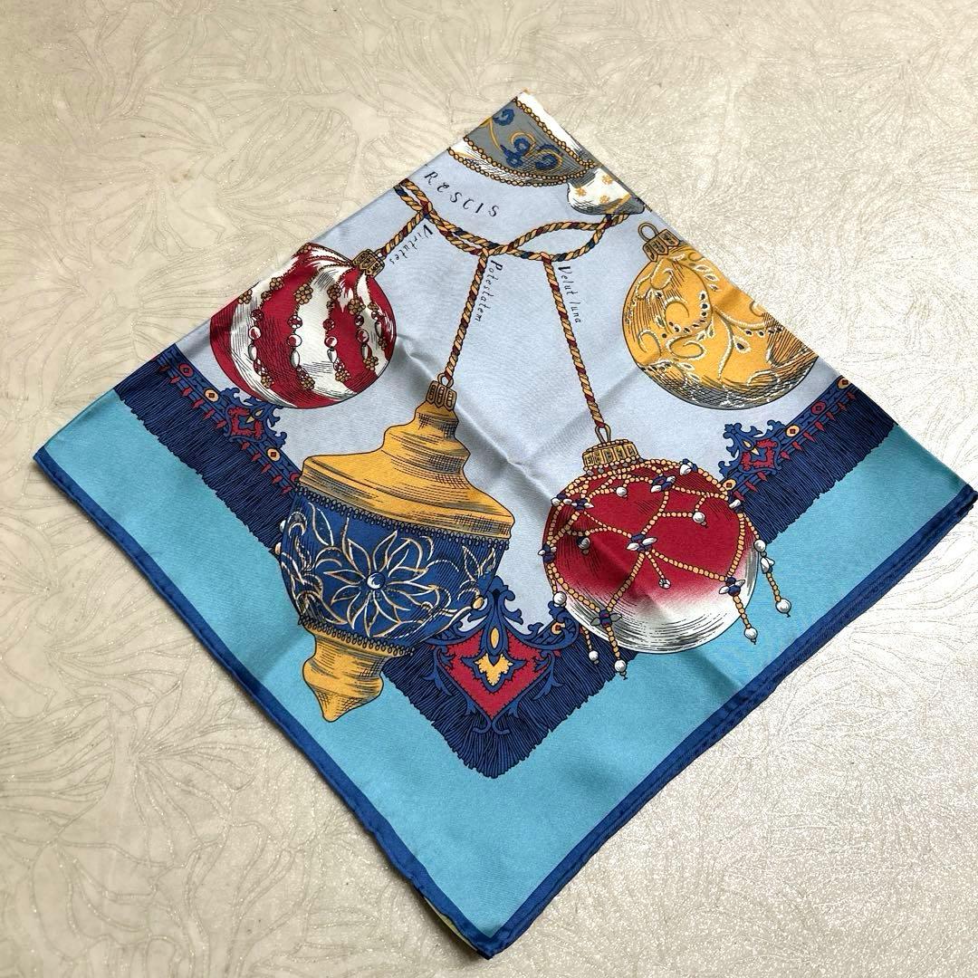 manipuri マニプリ　シルクスカーフ６５　 オーナメント ブルー