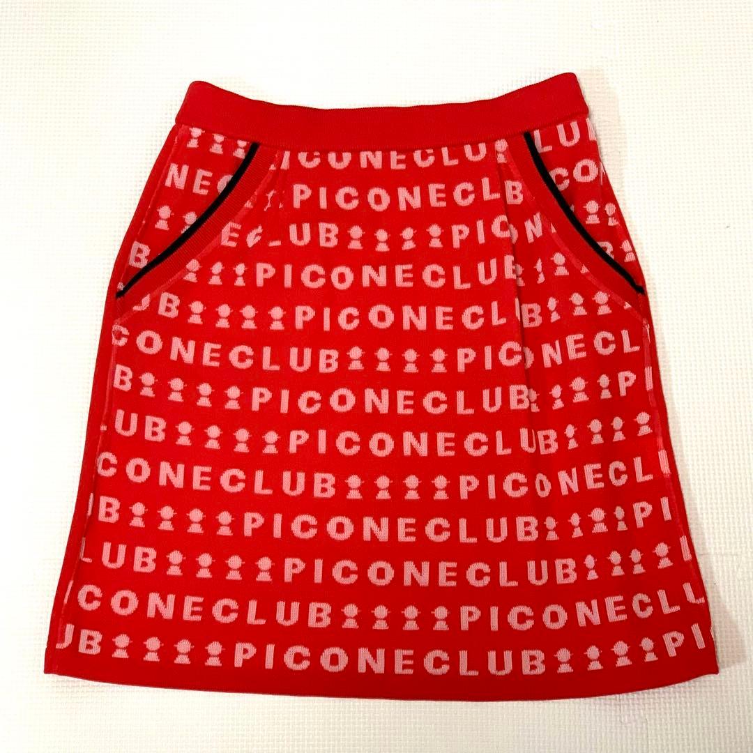 PICONE CLUB ピッコーネクラブ✨総ロゴスカート　ゴルフ　レッド　38