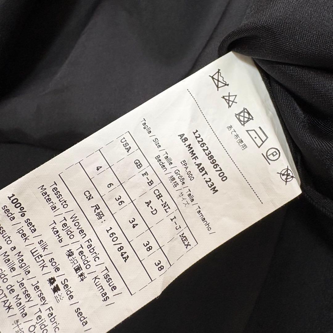 美品✨マックスマーラ　最高級白タグ　カシュクールワンピース　ドット　黒　38