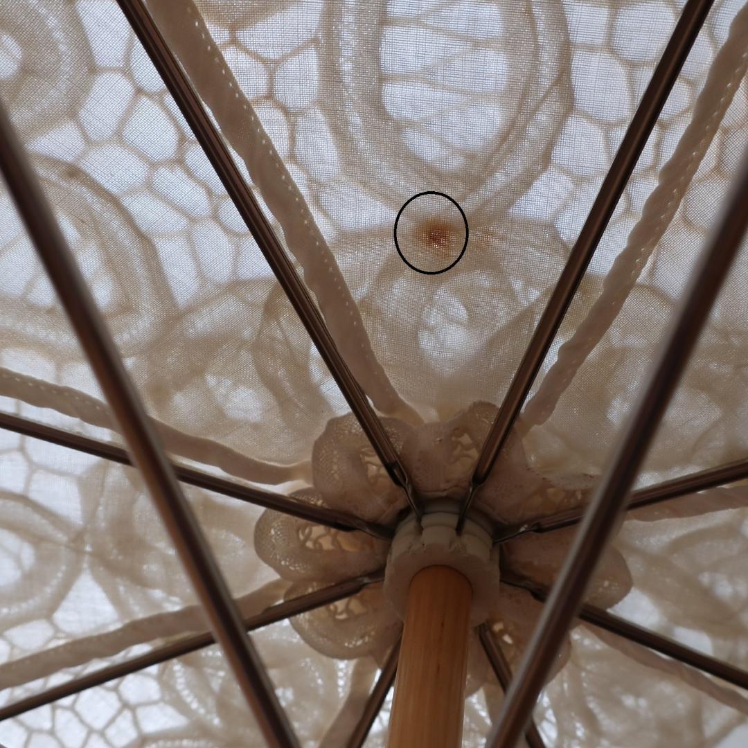 アイボリーバテンレース日傘　花モチーフ　アンティークな雰囲気　洋服にも和服にも